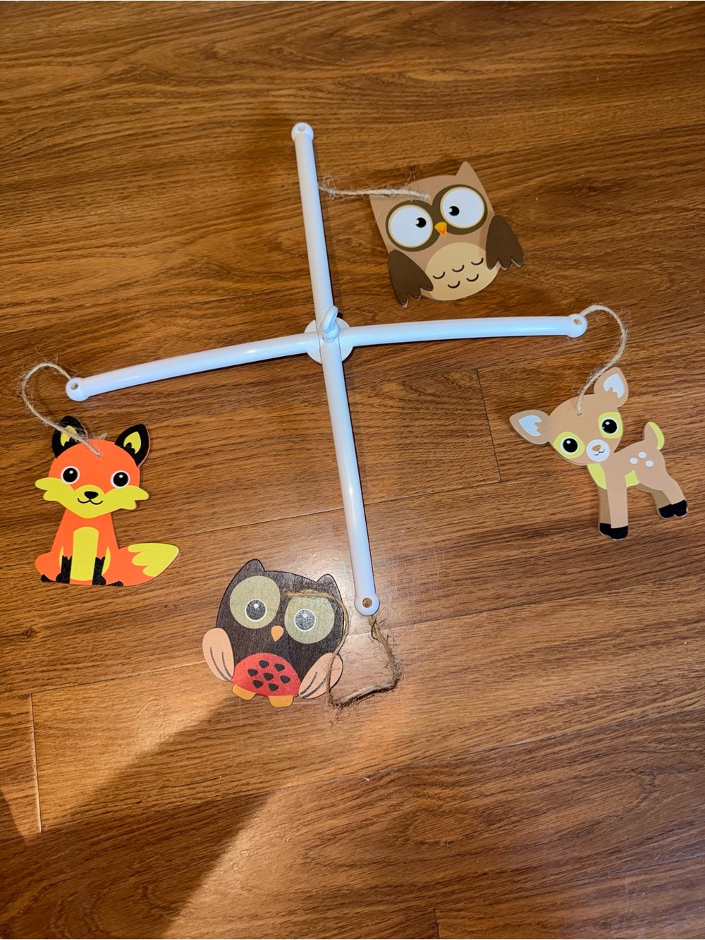 Simple Baby Mobile with Woodland Animal Characters - Orange, Brown, Tan